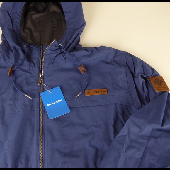 Columbia Full Zip Cotton Nylon Blend Hooded Windbreaker Performance Jacket NWT - Picture 5 of 10